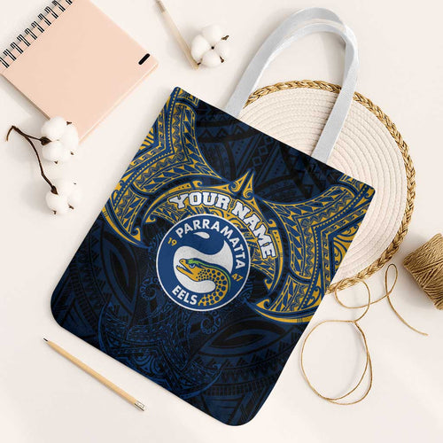 Personalized Parramatta Eels Tote Bag Polynesian Tribal Pattern Style
