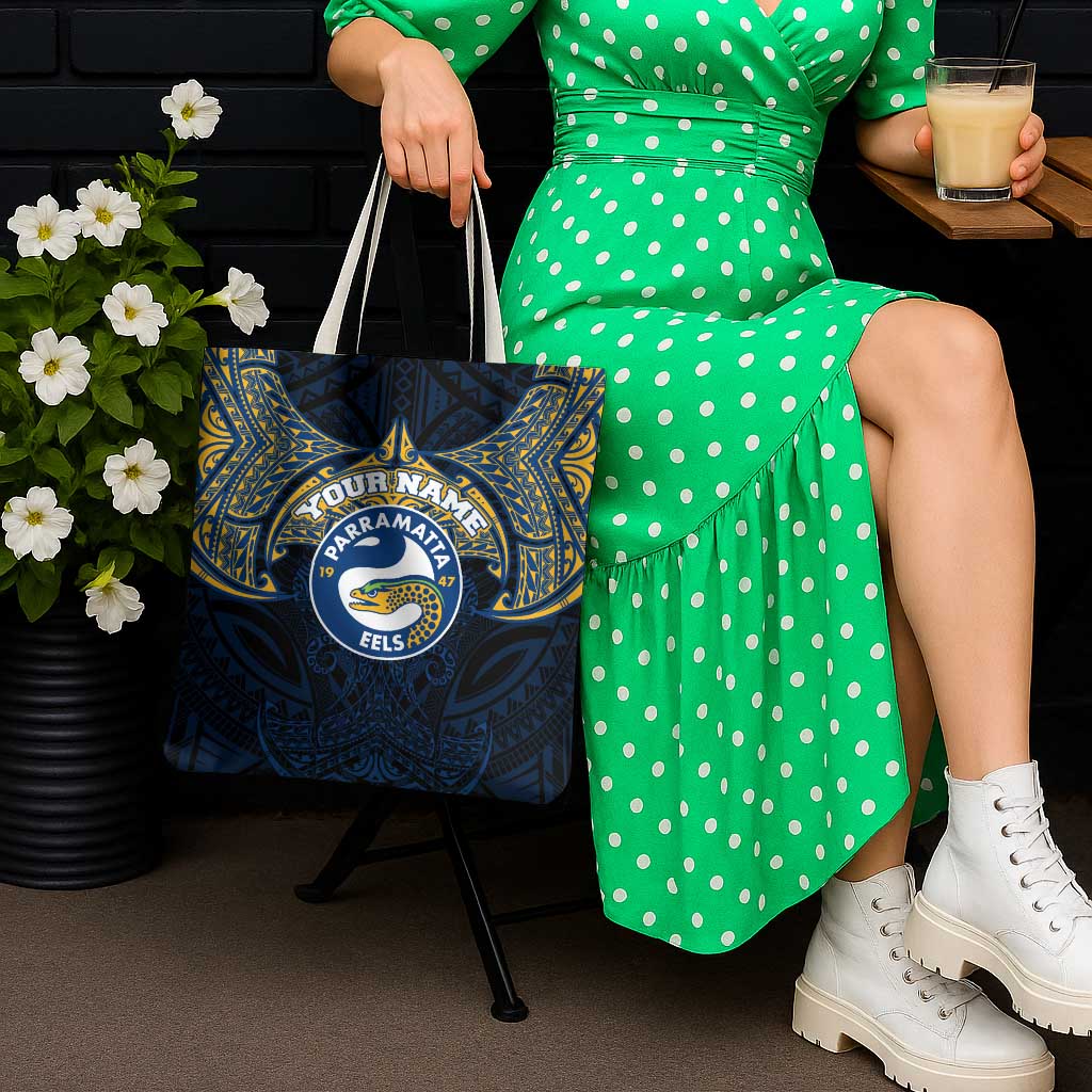 Personalized Parramatta Eels Tote Bag Polynesian Tribal Pattern Style