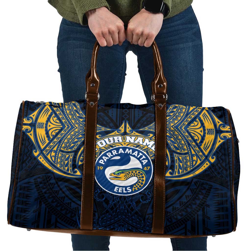 Personalized Parramatta Eels Travel Bag Polynesian Tribal Pattern Style
