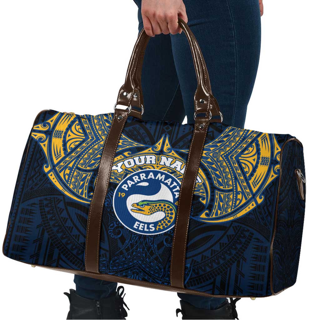 Personalized Parramatta Eels Travel Bag Polynesian Tribal Pattern Style