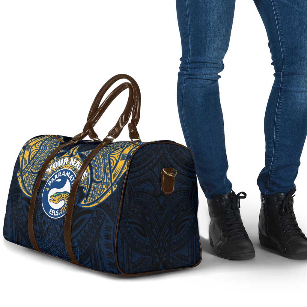 Personalized Parramatta Eels Travel Bag Polynesian Tribal Pattern Style