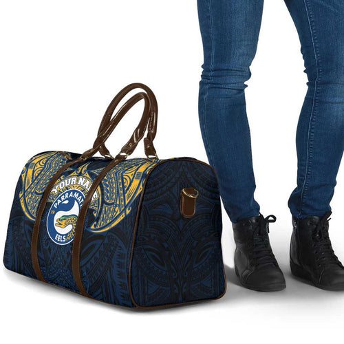 Personalized Parramatta Eels Travel Bag Polynesian Tribal Pattern Style