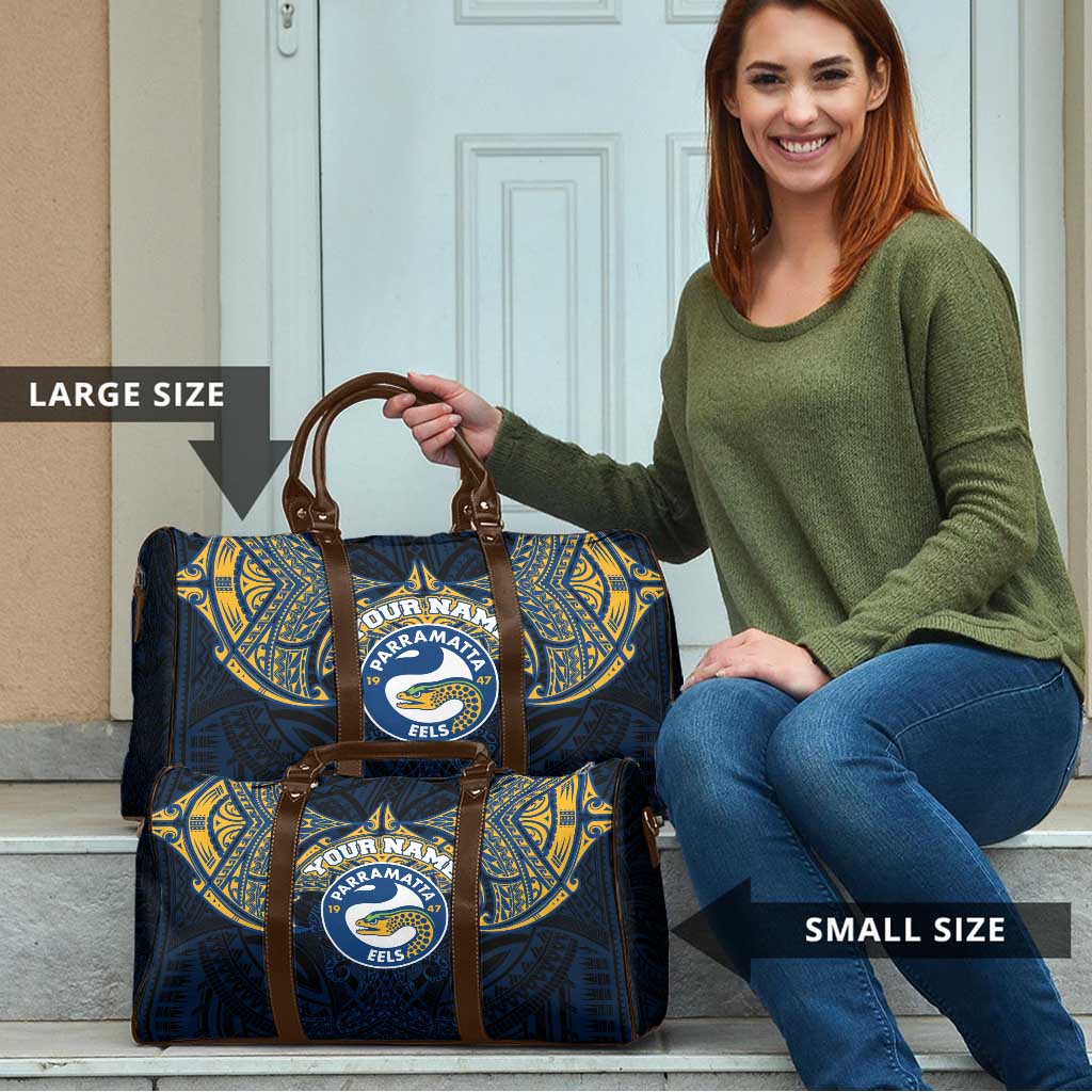 Personalized Parramatta Eels Travel Bag Polynesian Tribal Pattern Style