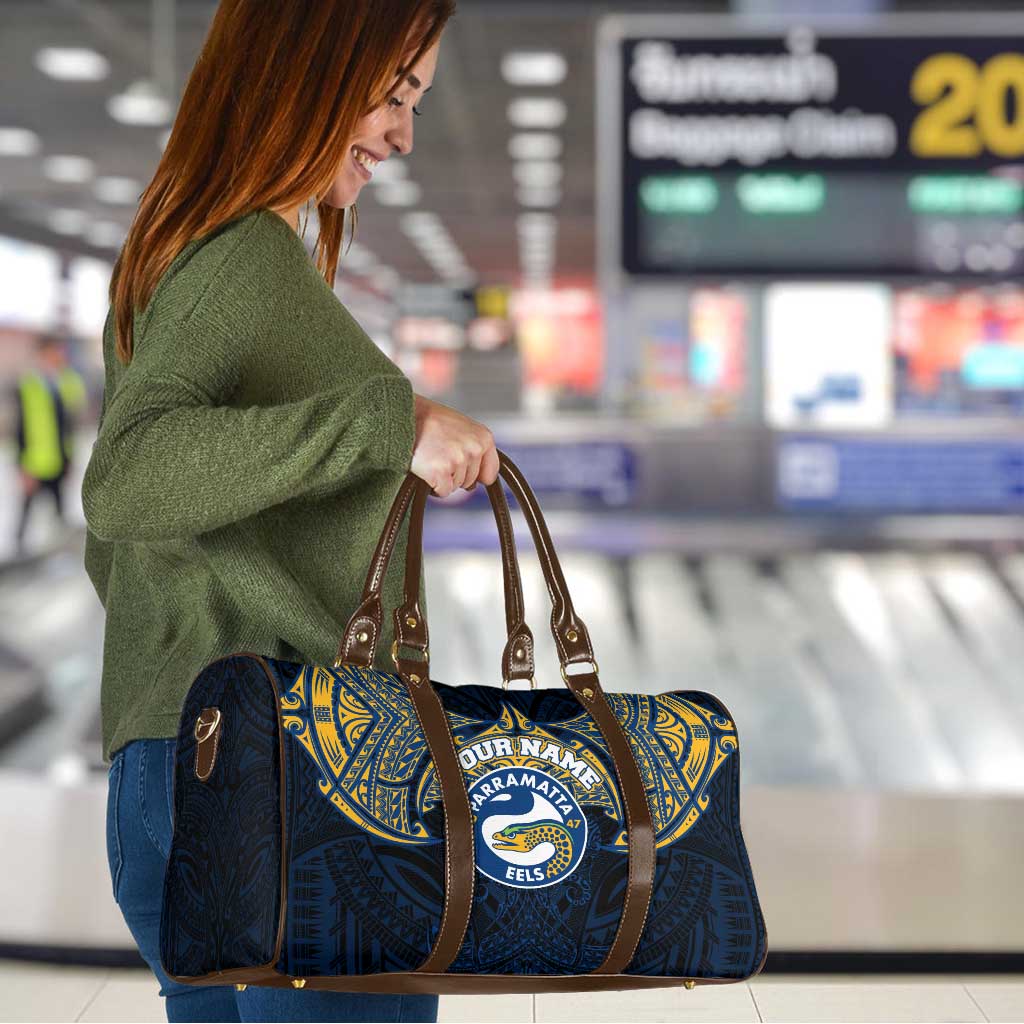 Personalized Parramatta Eels Travel Bag Polynesian Tribal Pattern Style