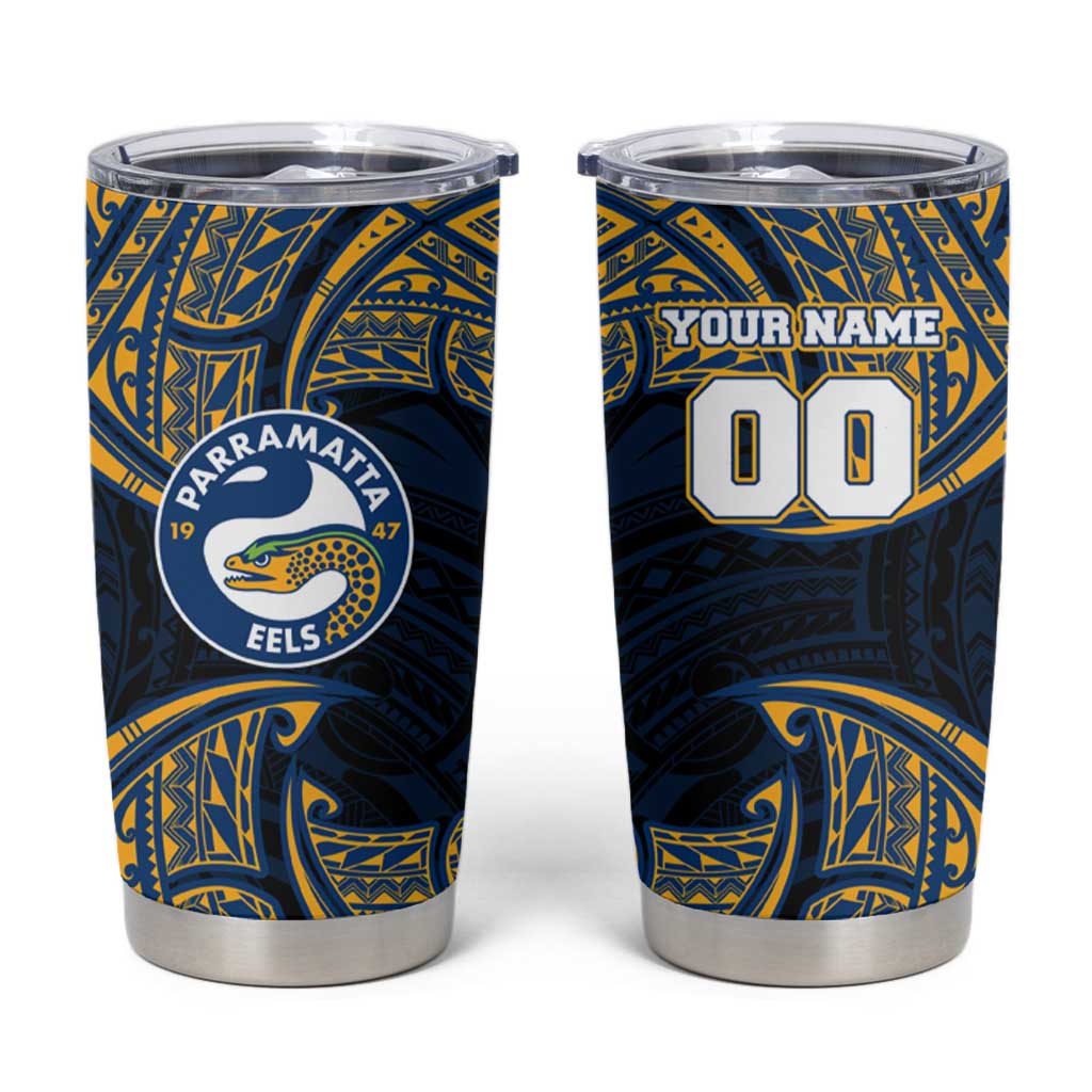 Personalized Parramatta Eels Tumbler Cup Polynesian Tribal Pattern Style