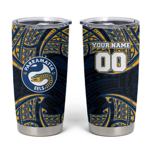 Personalized Parramatta Eels Tumbler Cup Polynesian Tribal Pattern Style