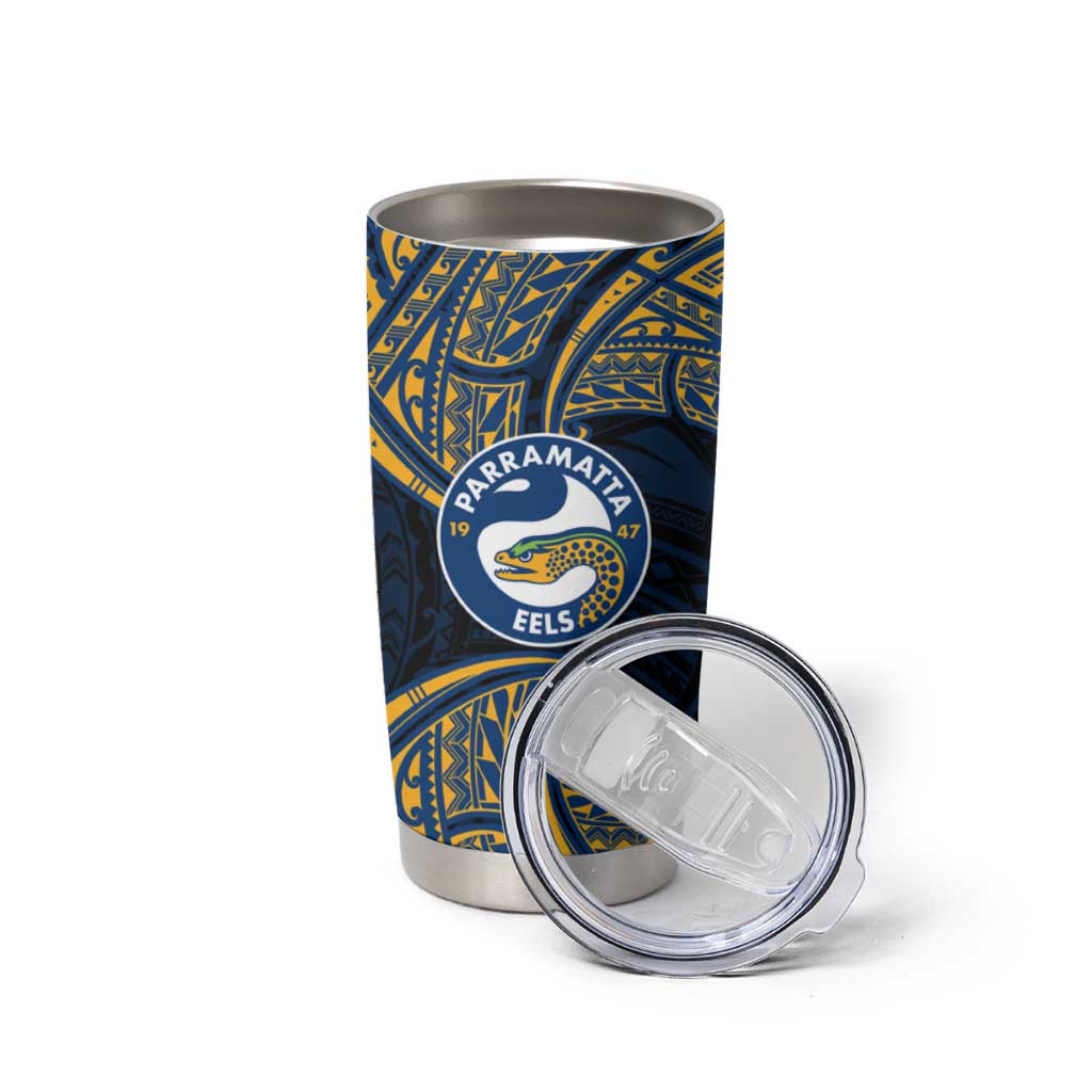 Personalized Parramatta Eels Tumbler Cup Polynesian Tribal Pattern Style