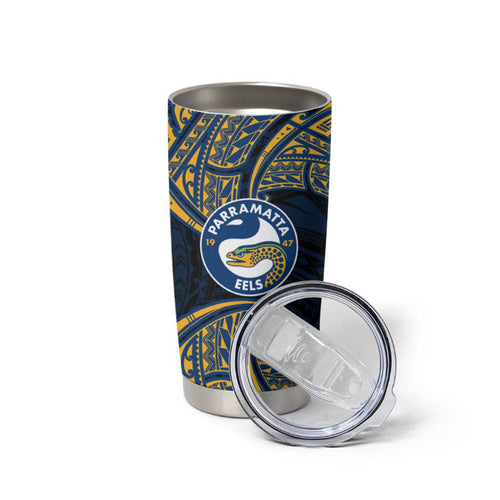 Personalized Parramatta Eels Tumbler Cup Polynesian Tribal Pattern Style
