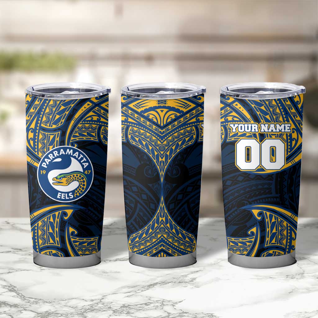 Personalized Parramatta Eels Tumbler Cup Polynesian Tribal Pattern Style