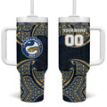 Personalized Parramatta Eels Tumbler With Handle Polynesian Tribal Pattern Style