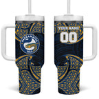 Personalized Parramatta Eels Tumbler With Handle Polynesian Tribal Pattern Style