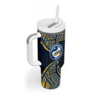Personalized Parramatta Eels Tumbler With Handle Polynesian Tribal Pattern Style