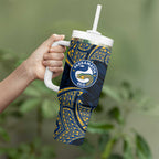 Personalized Parramatta Eels Tumbler With Handle Polynesian Tribal Pattern Style