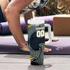 Personalized Parramatta Eels Tumbler With Handle Polynesian Tribal Pattern Style