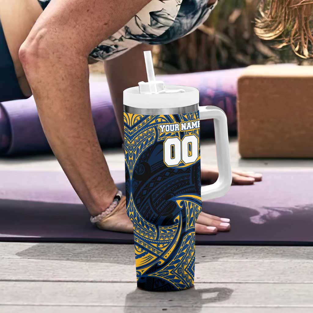 Personalized Parramatta Eels Tumbler With Handle Polynesian Tribal Pattern Style