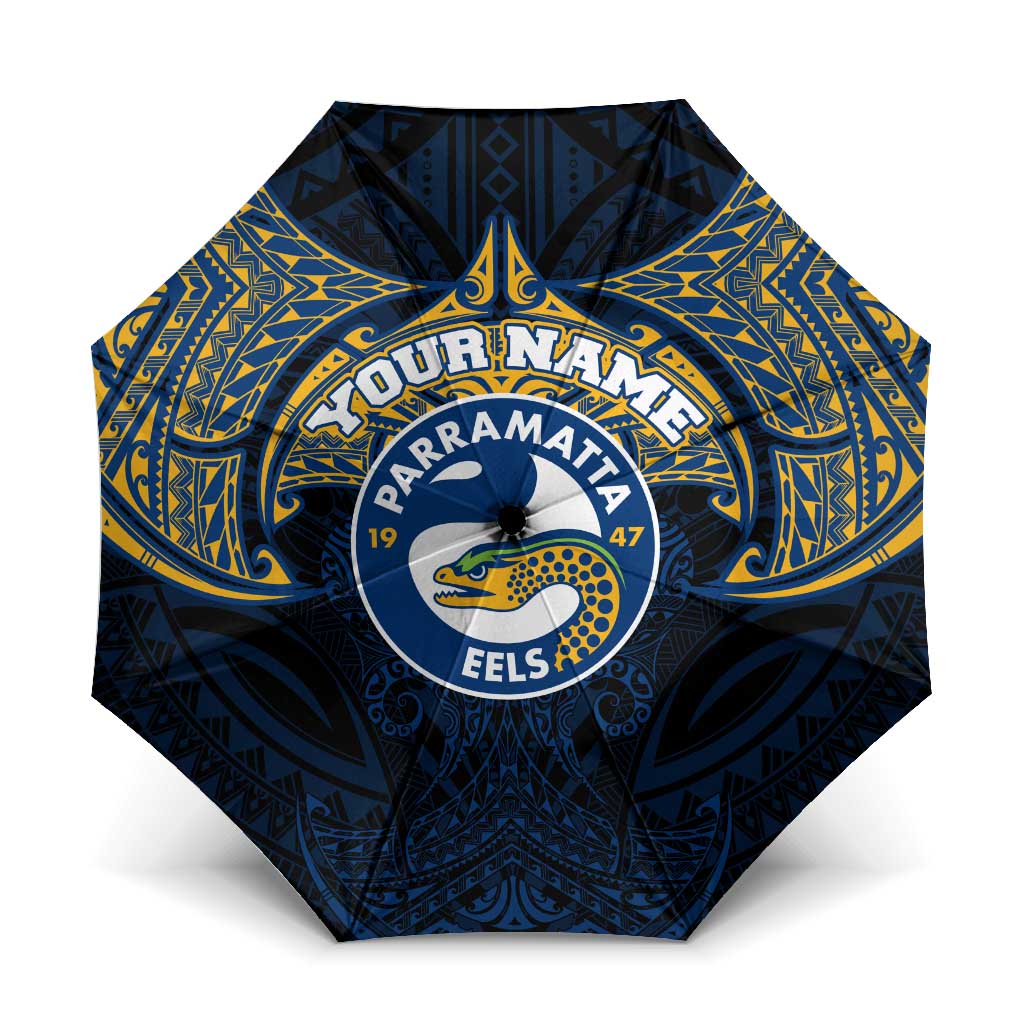 Personalized Parramatta Eels Umbrella Polynesian Tribal Pattern Style