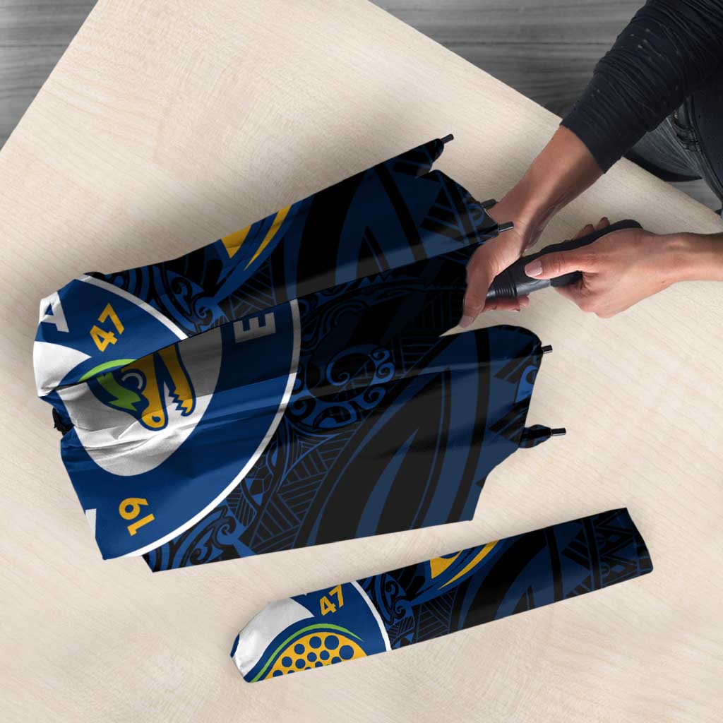 Personalized Parramatta Eels Umbrella Polynesian Tribal Pattern Style