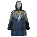 Personalized Parramatta Eels Wearable Blanket Hoodie Polynesian Tribal Pattern Style
