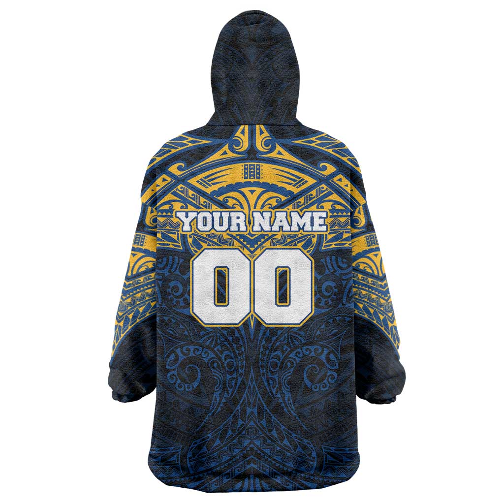 Personalized Parramatta Eels Wearable Blanket Hoodie Polynesian Tribal Pattern Style