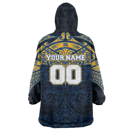 Personalized Parramatta Eels Wearable Blanket Hoodie Polynesian Tribal Pattern Style