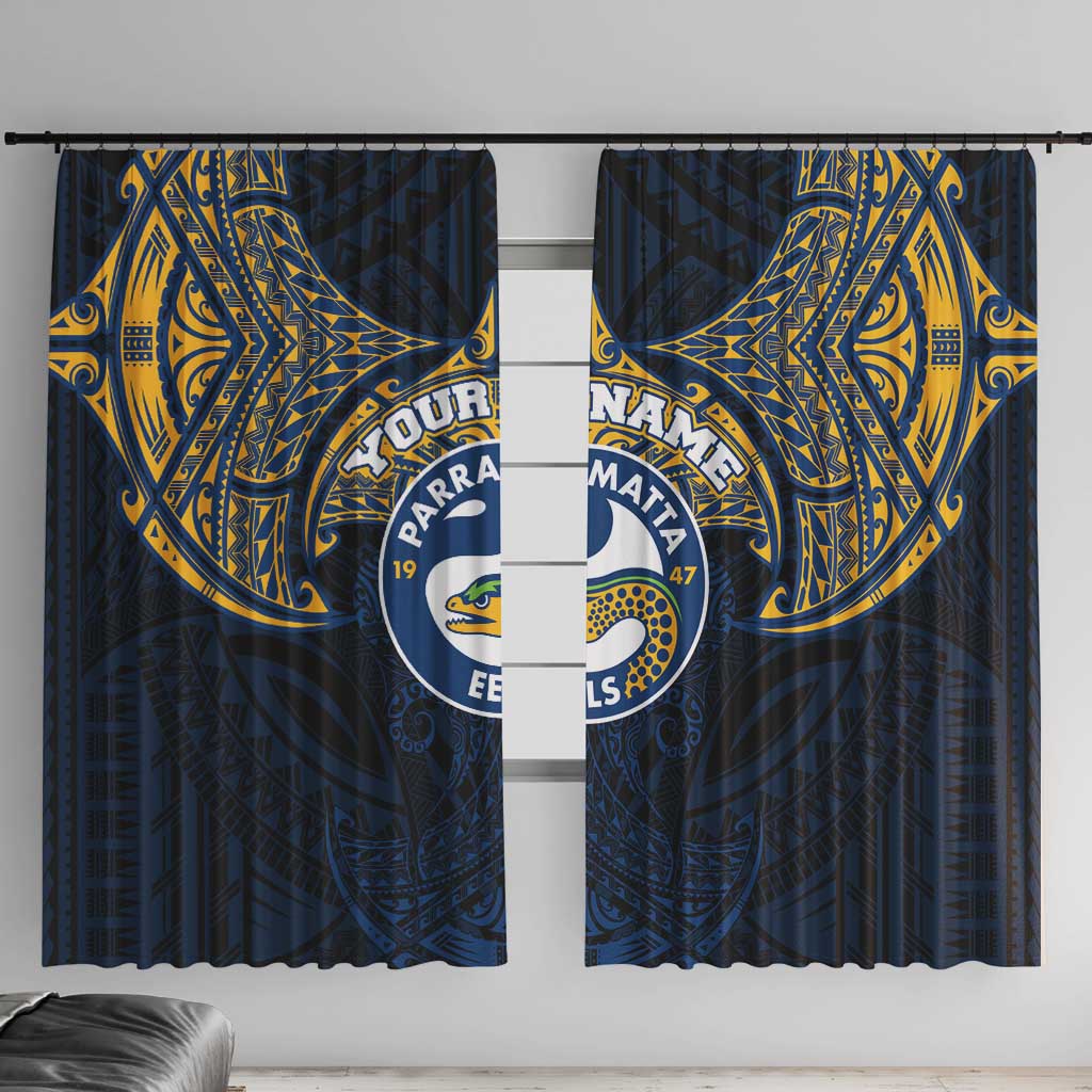 Personalized Parramatta Eels Window Curtain Polynesian Tribal Pattern Style
