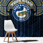 Personalized Parramatta Eels Window Curtain Polynesian Tribal Pattern Style