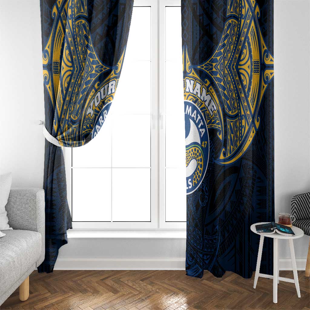 Personalized Parramatta Eels Window Curtain Polynesian Tribal Pattern Style