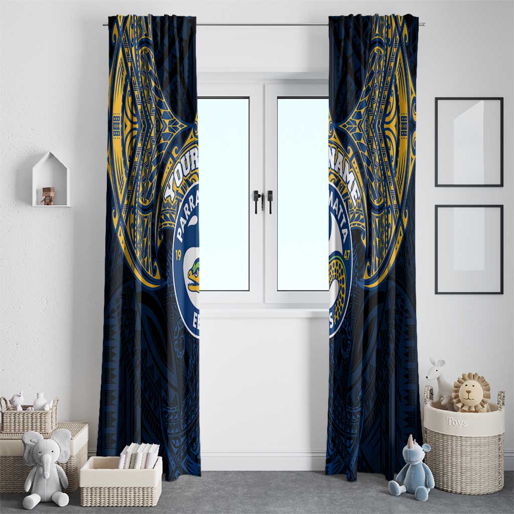 Personalized Parramatta Eels Window Curtain Polynesian Tribal Pattern Style