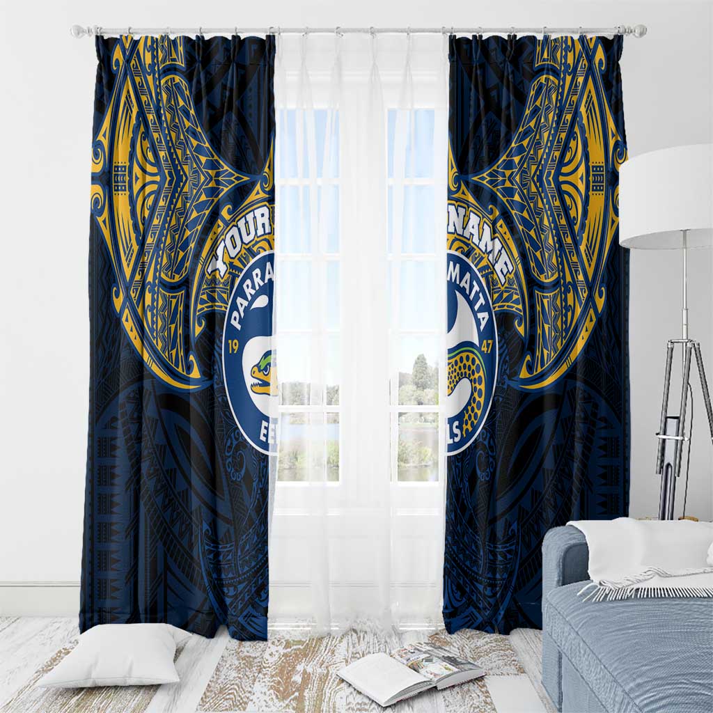 Personalized Parramatta Eels Window Curtain Polynesian Tribal Pattern Style