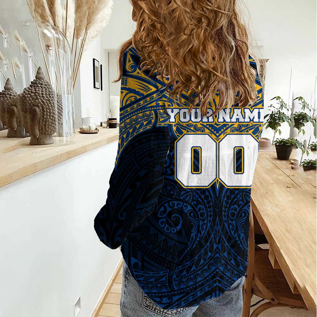 Personalized Parramatta Eels Women Casual Shirt Polynesian Tribal Pattern Style