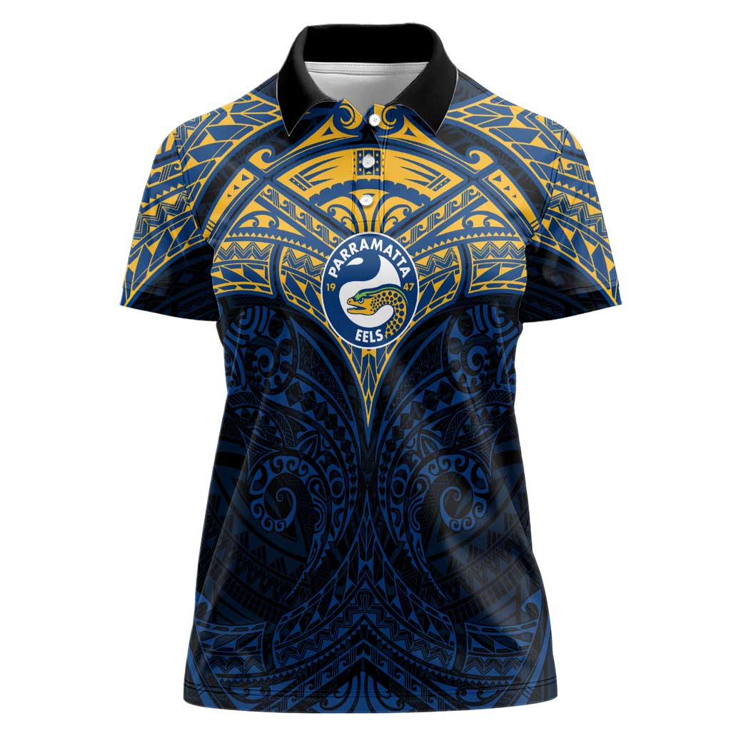 Personalized Parramatta Eels Women Polo Shirt Polynesian Tribal Pattern Style
