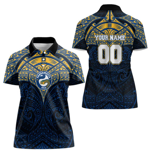 Personalized Parramatta Eels Women Polo Shirt Polynesian Tribal Pattern Style