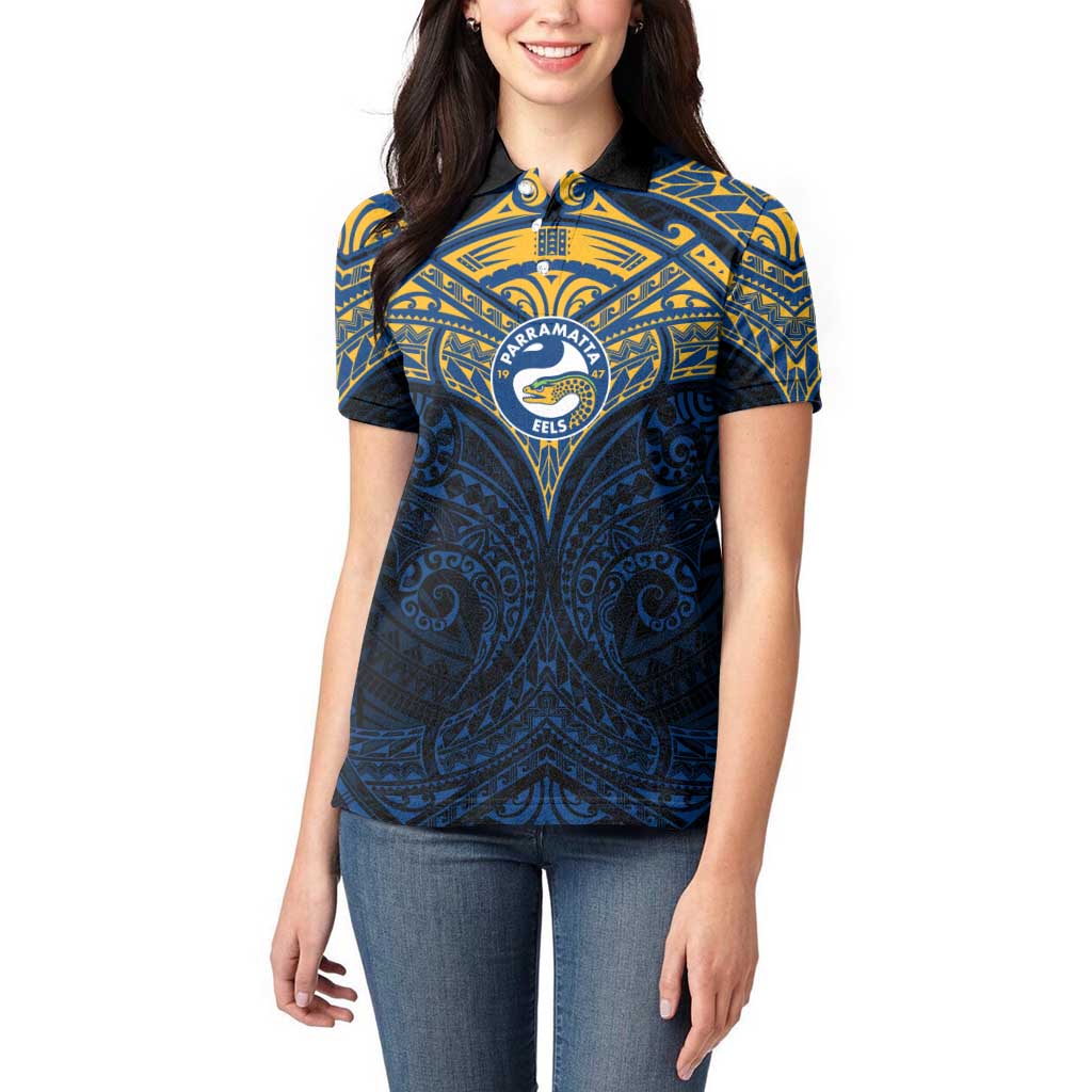 Personalized Parramatta Eels Women Polo Shirt Polynesian Tribal Pattern Style