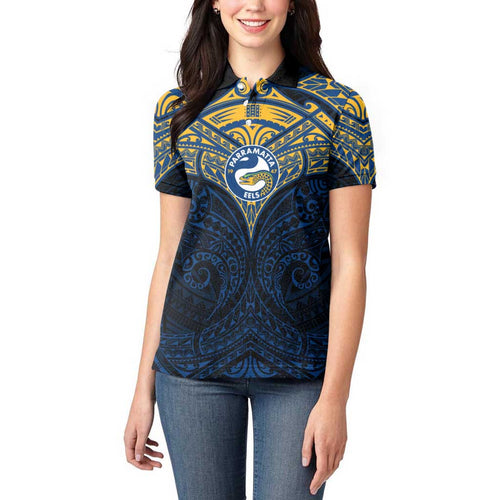 Personalized Parramatta Eels Women Polo Shirt Polynesian Tribal Pattern Style