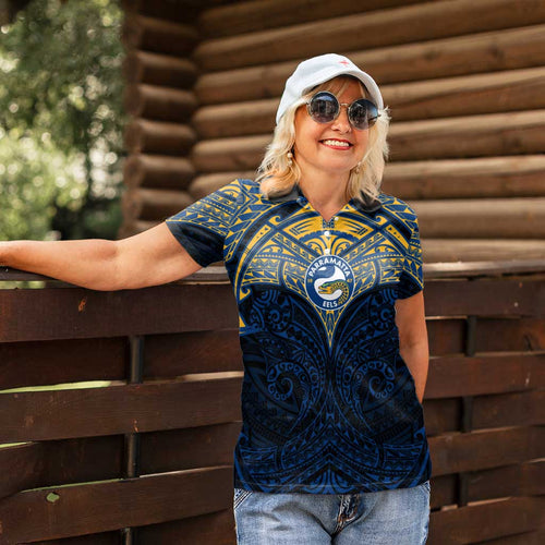 Personalized Parramatta Eels Women Polo Shirt Polynesian Tribal Pattern Style