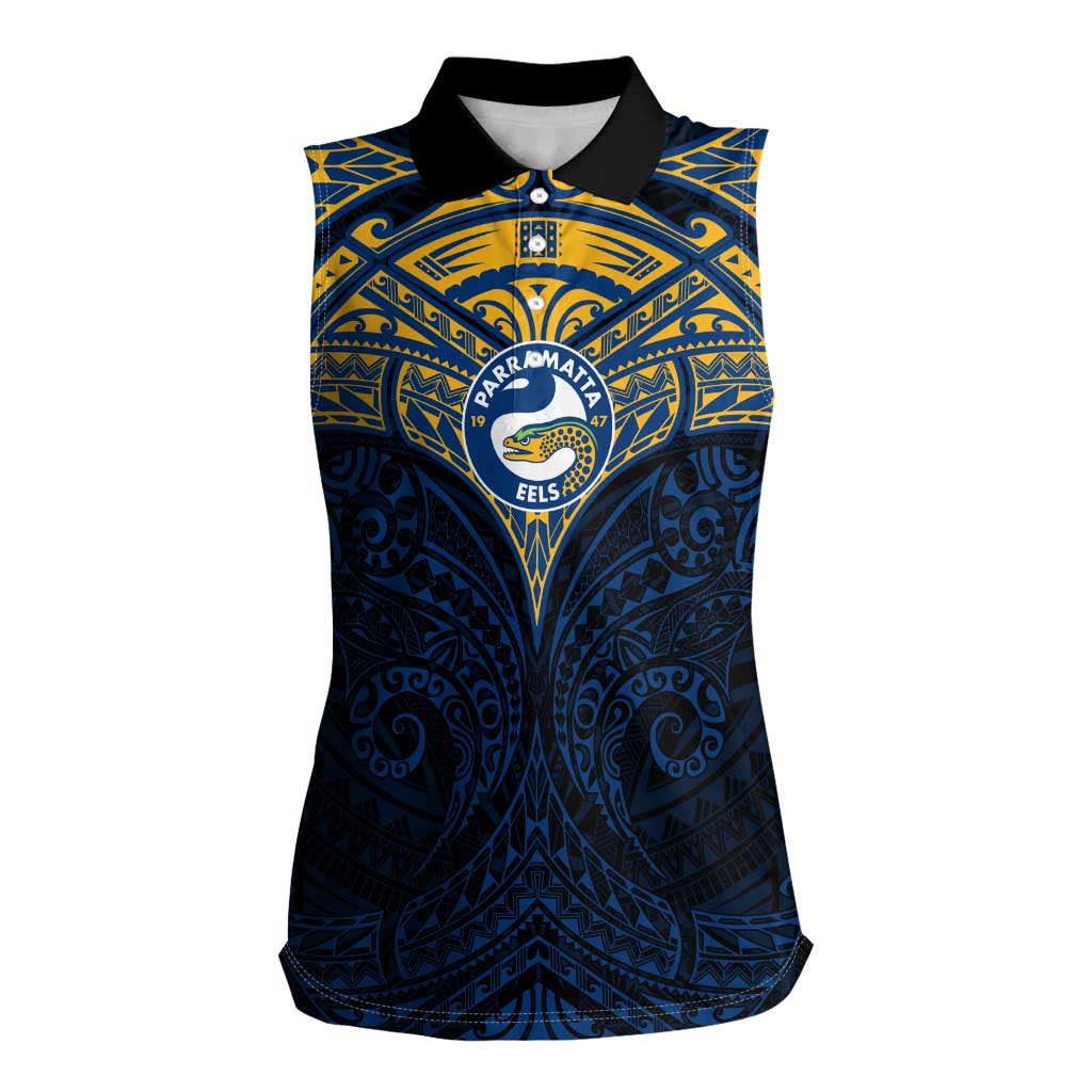 Personalized Parramatta Eels Women Sleeveless Polo Shirt Polynesian Tribal Pattern Style