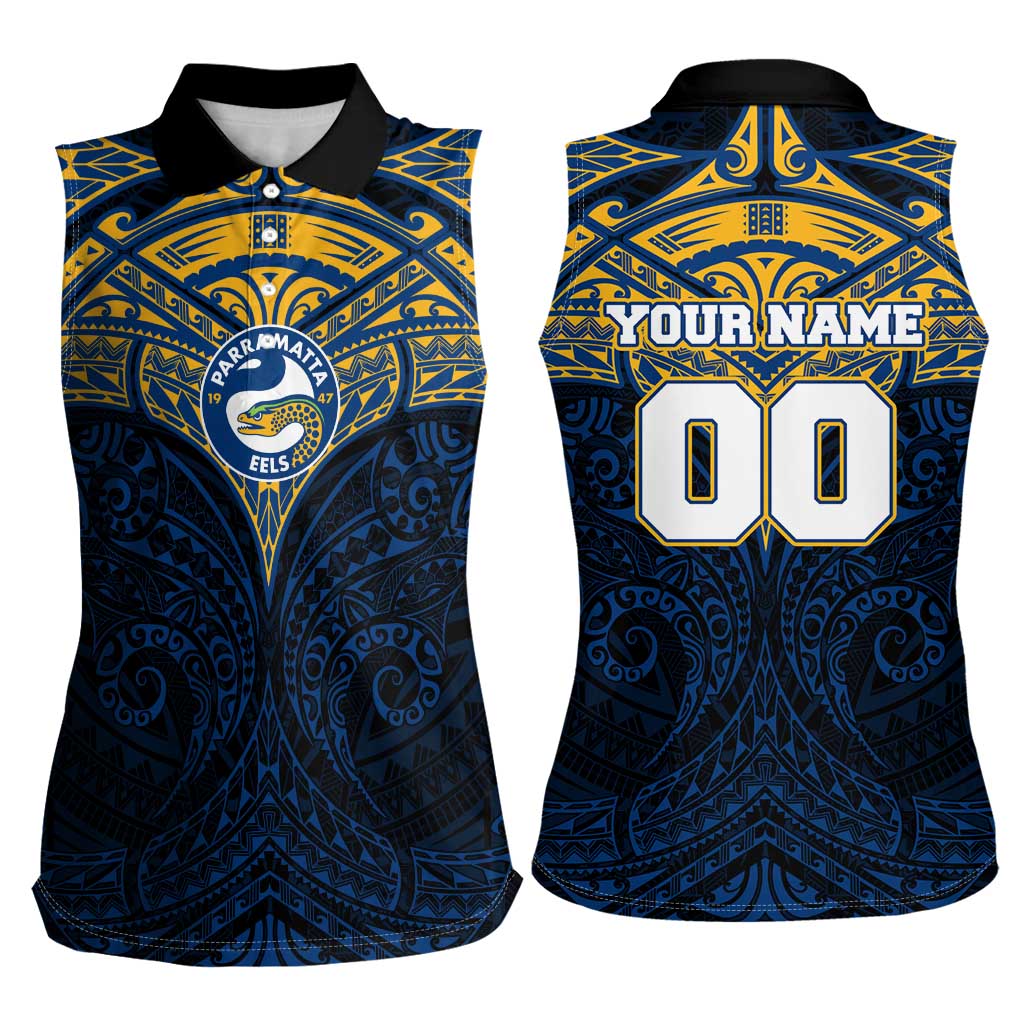 Personalized Parramatta Eels Women Sleeveless Polo Shirt Polynesian Tribal Pattern Style
