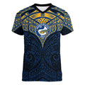 Personalized Parramatta Eels Women V-Neck T-Shirt Polynesian Tribal Pattern Style