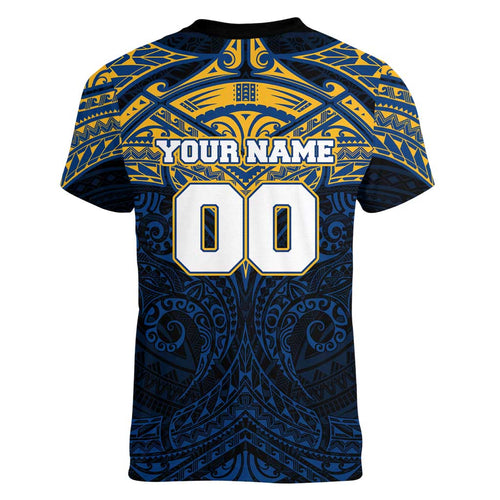 Personalized Parramatta Eels Women V-Neck T-Shirt Polynesian Tribal Pattern Style