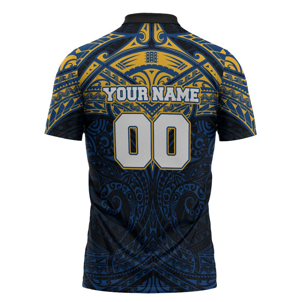 Personalized Parramatta Eels Zipper Polo Shirt Polynesian Tribal Pattern Style