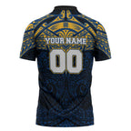 Personalized Parramatta Eels Zipper Polo Shirt Polynesian Tribal Pattern Style