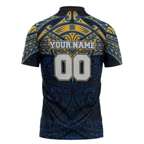 Personalized Parramatta Eels Zipper Polo Shirt Polynesian Tribal Pattern Style