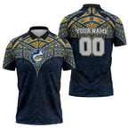 Personalized Parramatta Eels Zipper Polo Shirt Polynesian Tribal Pattern Style