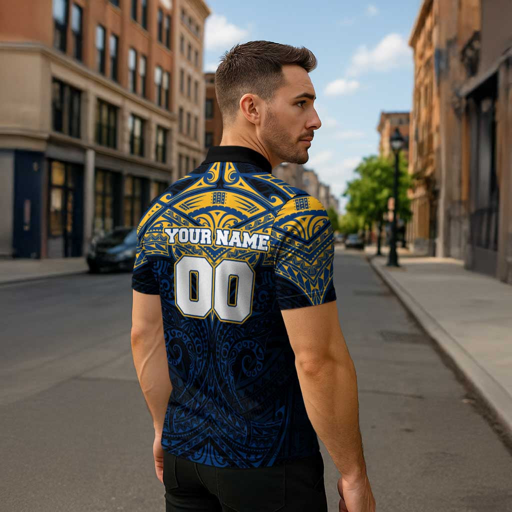 Personalized Parramatta Eels Zipper Polo Shirt Polynesian Tribal Pattern Style