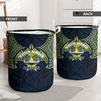 Personalized North Queensland Cowboys Laundry Basket Polynesian Tribal Pattern Style