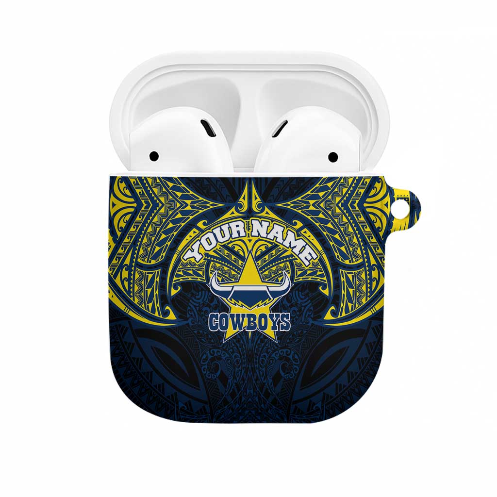 Personalized North Queensland Cowboys AirPods Case Polynesian Tribal Pattern Style