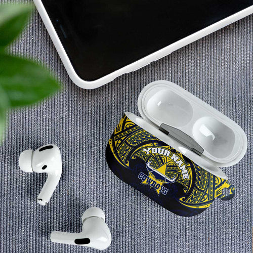 Personalized North Queensland Cowboys AirPods Case Polynesian Tribal Pattern Style