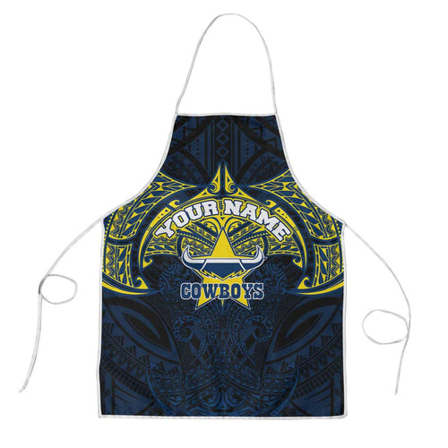 Personalized North Queensland Cowboys Apron Polynesian Tribal Pattern Style