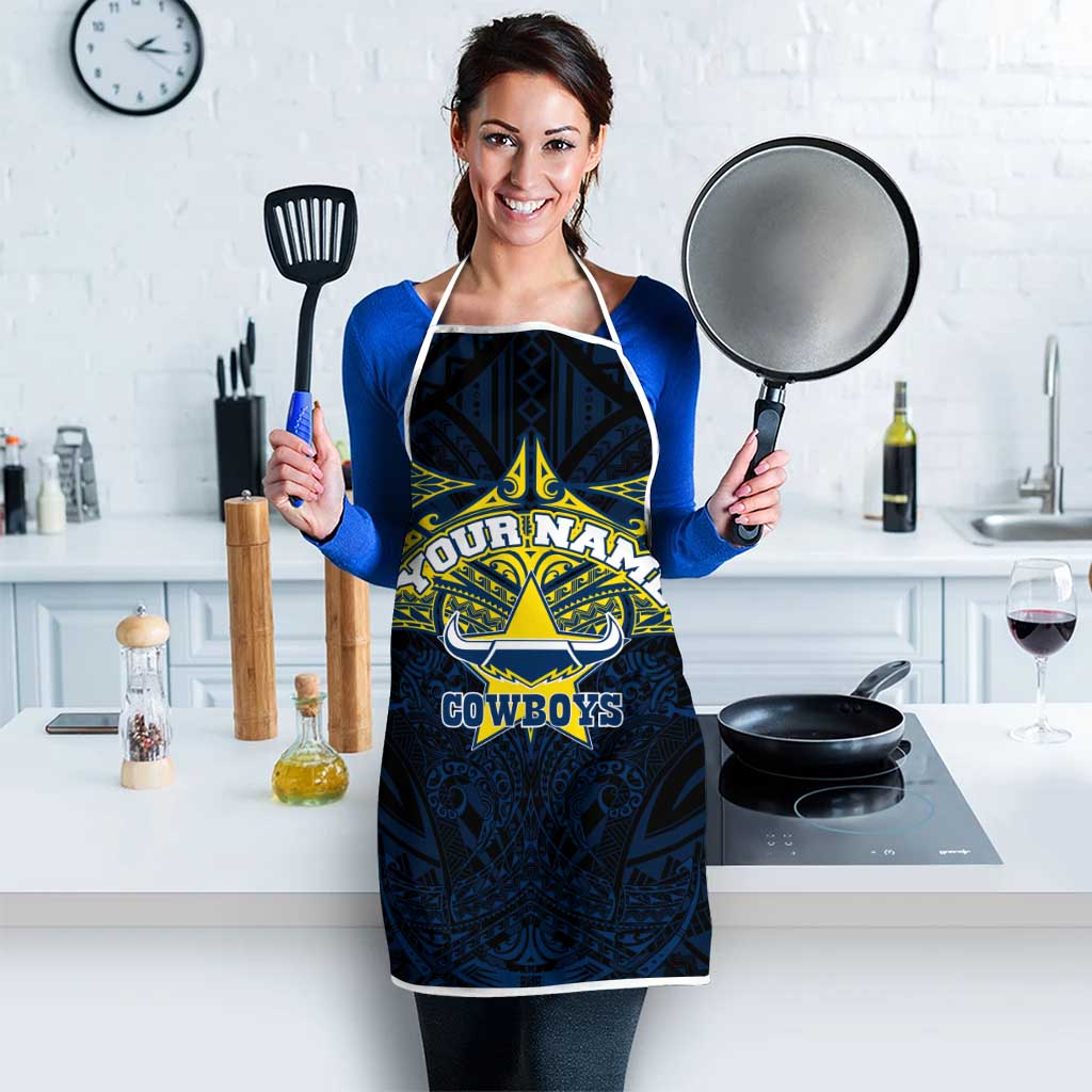 Personalized North Queensland Cowboys Apron Polynesian Tribal Pattern Style