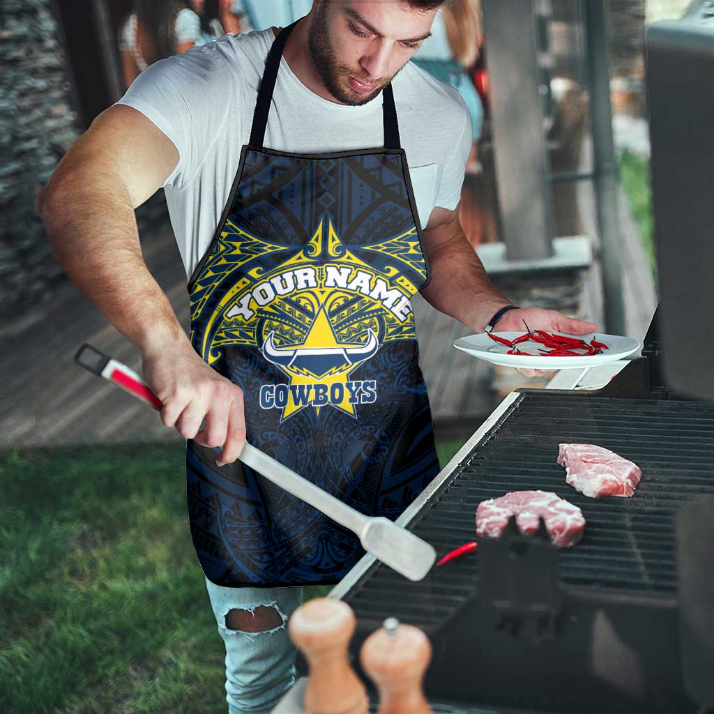 Personalized North Queensland Cowboys Apron Polynesian Tribal Pattern Style